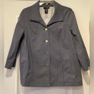 Attyre New York Blue & White Lightweight Button Up Jacket Size Large 3/4 Sleeves